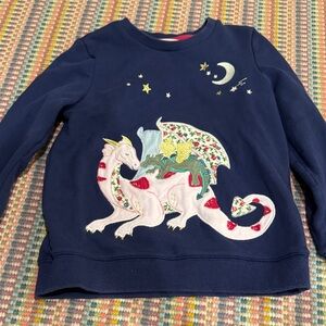 Mini Boden Blue Sweatshirt with Dragon and Moon